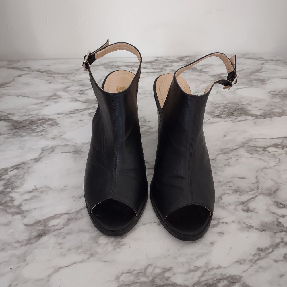 Chase & Chloe Willy -5 Women"s Slingback Buckled Open Toe Heel Chunky Ankle 7.5‎